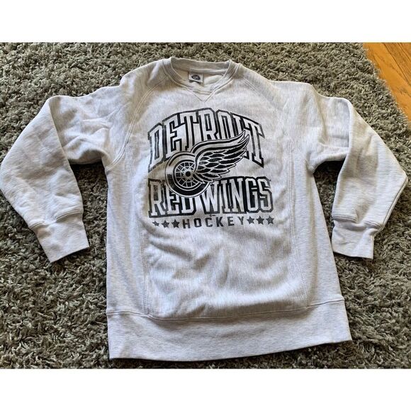 Vintage 90’s Y2K Detroit Red Wings NHL OFFICIAL LOGO gray Sweatshirt unisex M - Picture 1 of 5